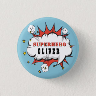 Badge Rond 2,50 Cm Superhero Comic Speech Bubble Boy Anniversaire Par