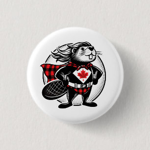 Badge Rond 2,50 Cm Superhéros canadien du castor