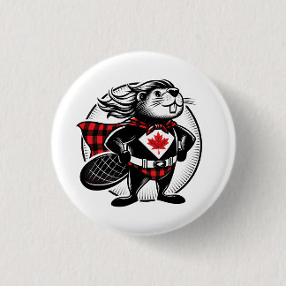 Badge Rond 2,50 Cm Superhéros canadien du castor