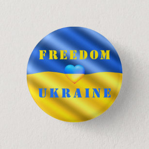 Badge Rond 2,50 Cm Support Ukraine Button Freedom - drapeau ukrainien