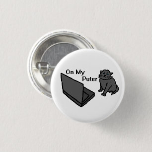 Badge Rond 2,50 Cm Sur mon ordinateur drôle de chat mème