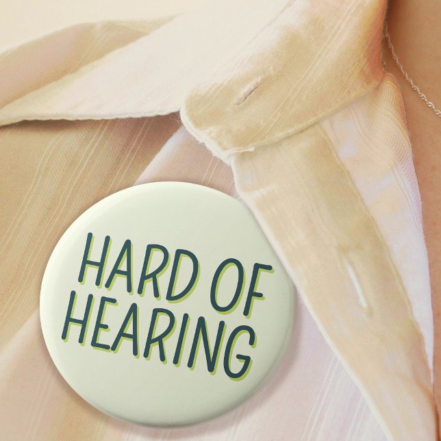 Badge Rond 2,50 Cm Surdité Vert de base lettrage Malentendant  (Deafness Basic Green Lettering Hard of Hearing Button)