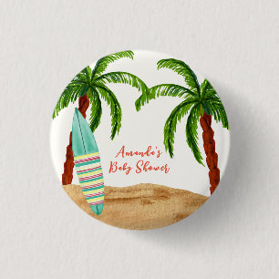 Badge Rond 2,50 Cm Surf tropical d'été bébé à bord Baby shower