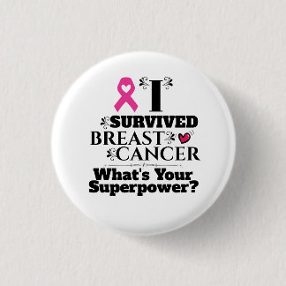 Badge Rond 2,50 Cm Surpuissance du ruban rose survivant du cancer du