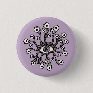 Badge Rond 2,50 Cm Surrealisme Weirdcore Œil Tentacule Artwork - Viol