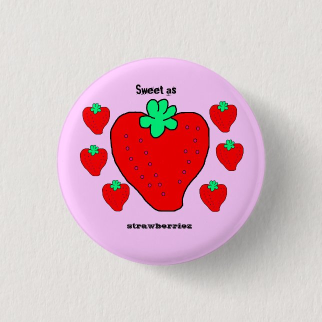 Badge Rond 2,50 Cm Sweet As Strawberriez pastel pixel art mini bouton (Devant)