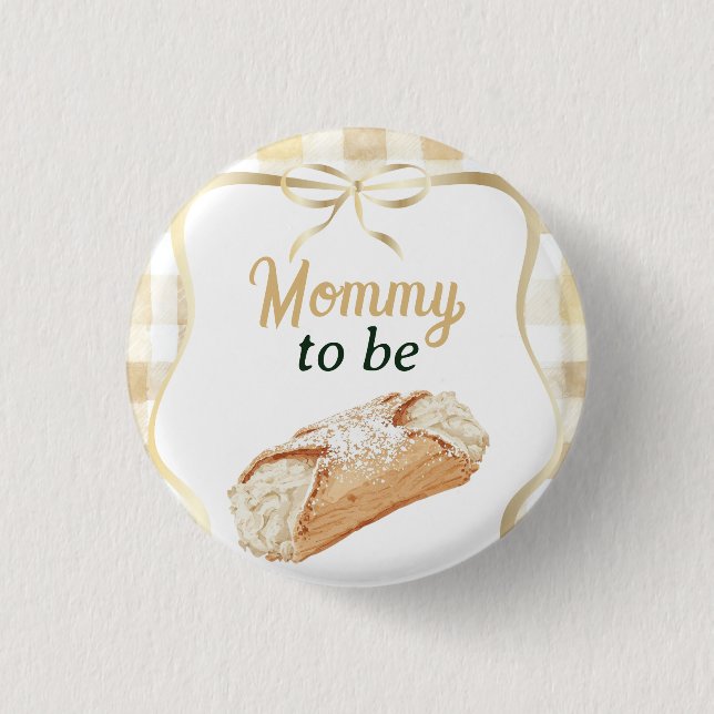 Badge Rond 2,50 Cm Sweet Cannoli Neutral Beige Italian Baby Shower (Devant)
