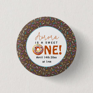 Badge Rond 2,50 Cm Sweet One aquarelle mignonne beignets 1er annivers