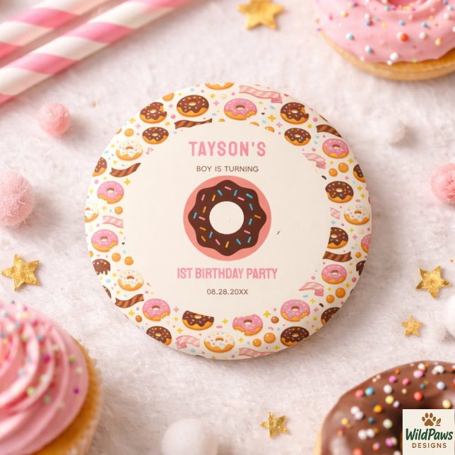 Badge Rond 2,50 Cm Sweet One Donut 1st Birthday Party | Cute Donut  (Sweet One Donut 1st Birthday Party | Cute Donut Button
)