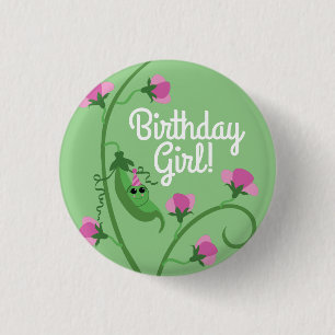 Badge Rond 2,50 Cm Sweet Pea Cute 1er Anniversaire