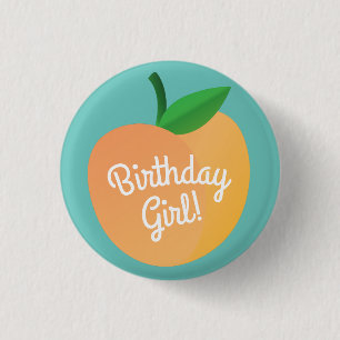 Badge Rond 2,50 Cm Sweet Peach Cute Fruit 1er Anniversaire Thème