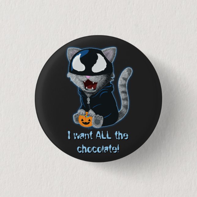 Badge Rond 2,50 Cm Symbiotique Alien Chat Costume d'Halloween (Devant)