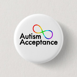 Badge Rond 2,50 Cm Symbole "Acceptation de l'autisme" Arc-en-ciel