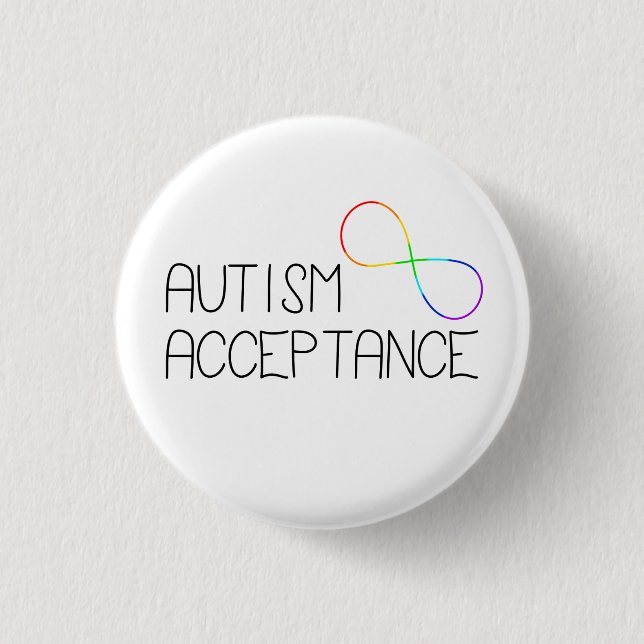 Badge Rond 2,50 Cm Symbole "Acceptation de l'autisme" Arc-en-ciel (Devant)