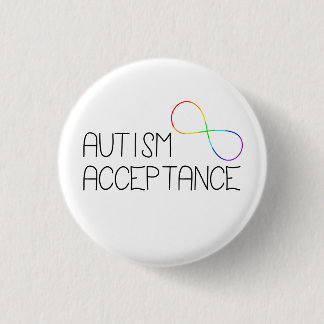 Badge Rond 2,50 Cm Symbole "Acceptation de l'autisme" Arc-en-ciel