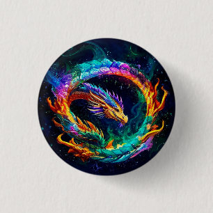 Badge Rond 2,50 Cm Symbole artistique vibrant du dragon ouroboros
