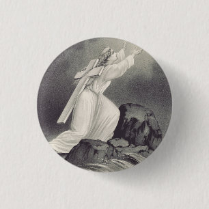 Badge Rond 2,50 Cm Symbole chrétien de la Croix et de la Couronne