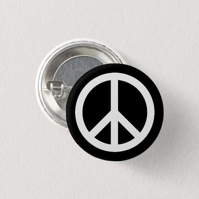 Badge Rond 2,50 Cm Symbole de la paix anti-Black White simple button (Devant & derrière)
