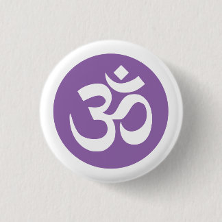 Badge Rond 2,50 Cm Symbole de l'orchidée d'Améthyste et de l'Om blanc