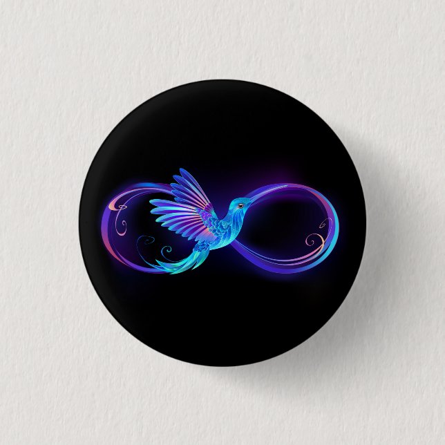 Badge Rond 2,50 Cm Symbole de Neon Infinity par Glowing Hummingbird (Devant)