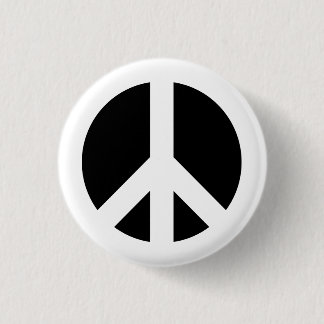 Badge Rond 2,50 Cm Symbole de paix blanc et noir