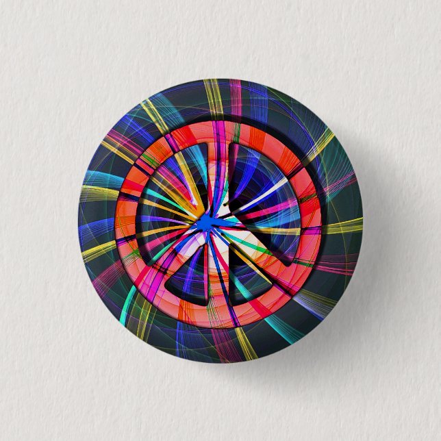 Badge Rond 2,50 Cm SYMBOLE DE PAIX DE TRIPINE PsychÉLIQUE (Devant)