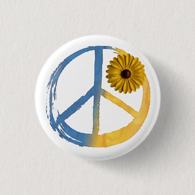 Badge Rond 2,50 Cm SYMBOLE DE PAIX ukrainien SIGNE Tournesol Ukraine  (Devant)