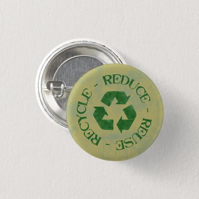 Badge Rond 2,50 Cm Symbole de recyclage désorganisé (Devant & derrière)
