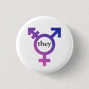 Badge Rond 2,50 Cm Symbole de transport avec le pronom préféré ILS
