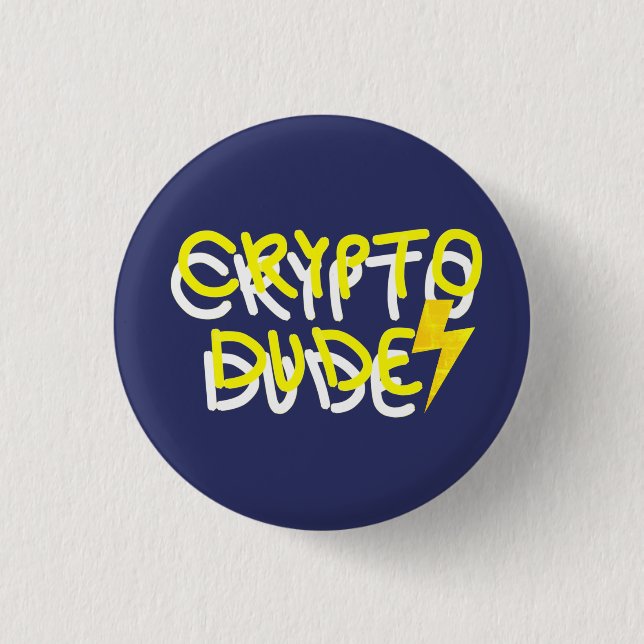 Badge Rond 2,50 Cm SYMBOLE D'ÉNERGIE Funky Crypto Dude (Devant)