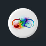 Badge Rond 2,50 Cm Symbole d'infini avec plume arc-en-ciel<br><div class="desc">Symbole artistique à l'infini avec belle plume arc-en-ciel sur arrière - plan blanc. Style tatouage.</div>