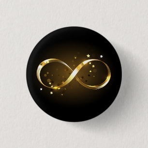 Badge Rond 2,50 Cm Symbole d'infini doré
