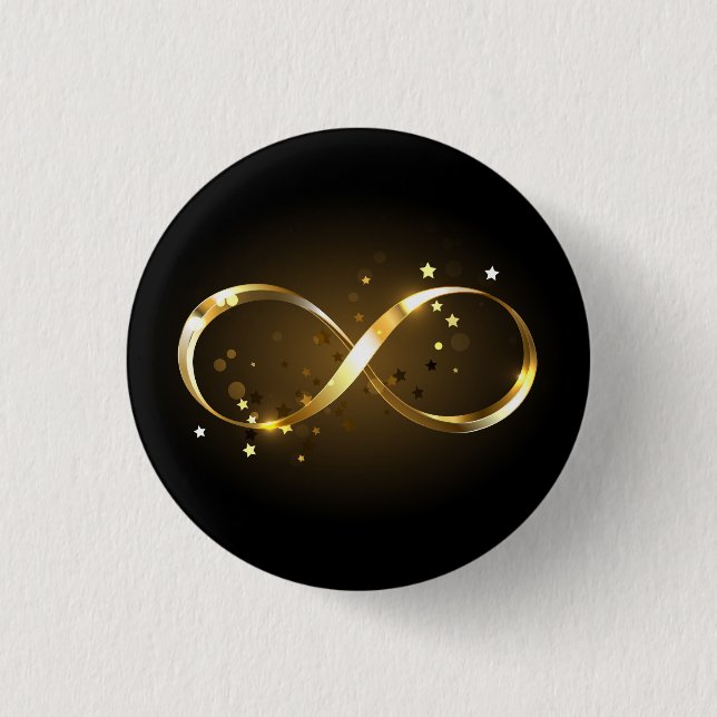 Badge Rond 2,50 Cm Symbole d'infini doré (Devant)