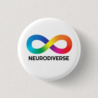 Badge Rond 2,50 Cm Symbole d'infini neurodiversifié Autiste