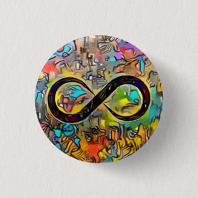 Badge Rond 2,50 Cm Symbole d'infini  | Sensibilisation sur l'autisme  (Devant)