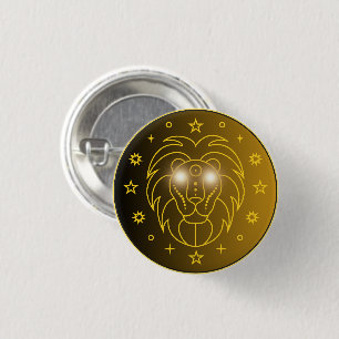Badge Rond 2,50 Cm Symbole du zodiaque Lion Symbole céleste minimal