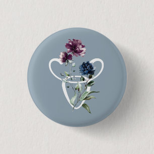 Badge Rond 2,50 Cm Symbole moderne Floral Zodiac Star Taurus