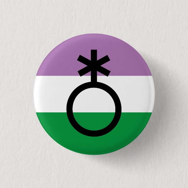 Badge Rond 2,50 Cm Symbole non binaire de Genderqueer (Devant)