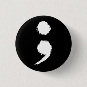 Badge Rond 2,50 Cm Symbole point-virgule Mois de la sensibilisation à