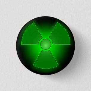 Badge Rond 2,50 Cm Symbole rougeoyant vert drôle de radioactivité