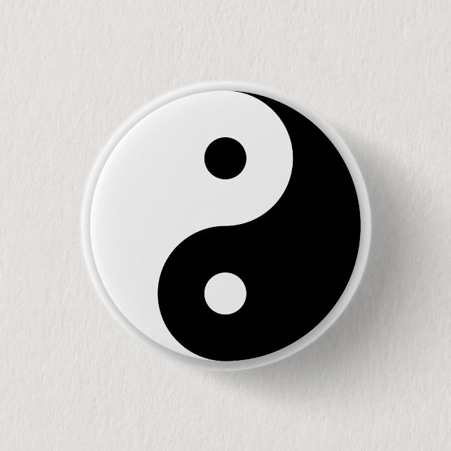 Badge Rond 2,50 Cm Symbole Yin/Yang élevé (Devant)