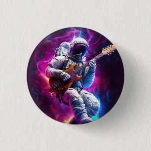 Badge Rond 2,50 Cm Symphonie du vide   Astronaute de Neon Cyberpunk