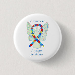 Badge Rond 2,50 Cm Syndrome d'Asperger Angel Puzzle Ruban Pins