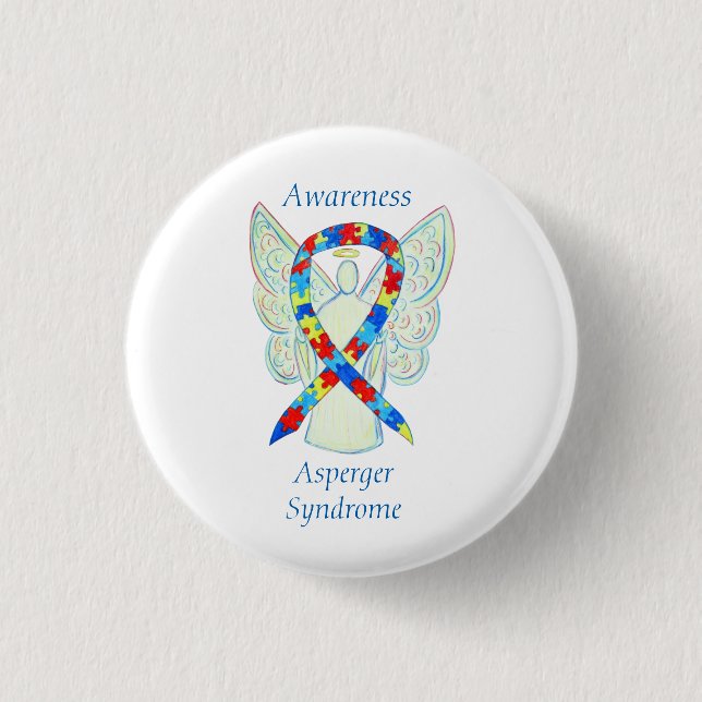 Badge Rond 2,50 Cm Syndrome d'Asperger Angel Puzzle Ruban Pins (Devant)