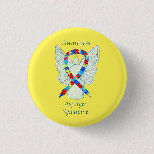 Badge Rond 2,50 Cm Syndrome d'Asperger Angel Puzzle Ruban Pins (Devant)