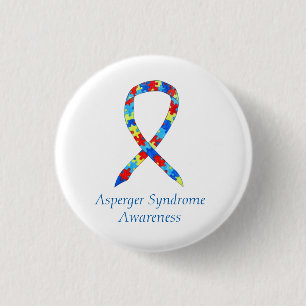 Badge Rond 2,50 Cm Syndrome d'Asperger Puzzle Ruban Personnalisé