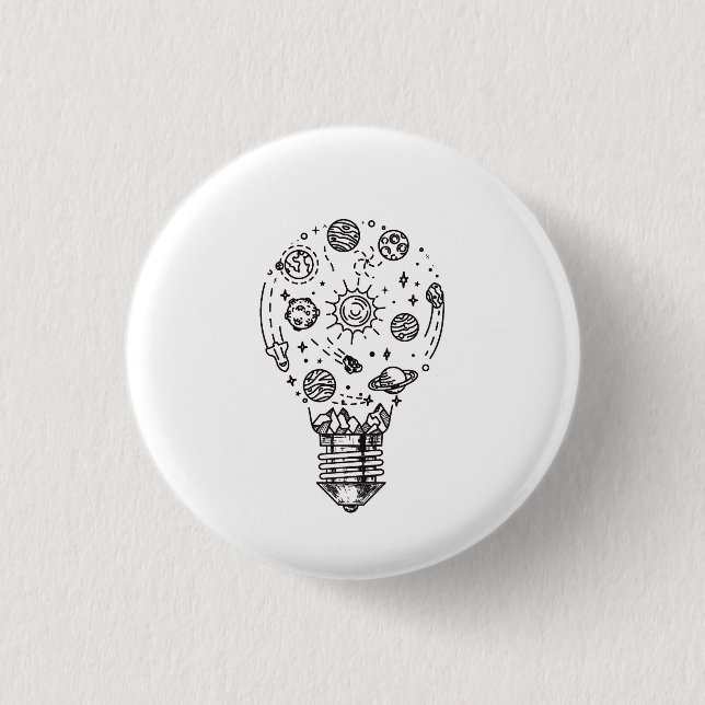 Badge Rond 2,50 Cm Système solaire Doodle en bulbe (Devant)