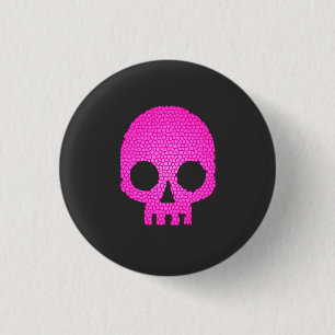 Badge Rond 2,50 Cm T-shirt crâne en mosaïque rose