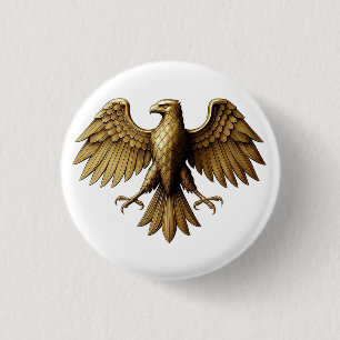 Badge Rond 2,50 Cm T-shirt d'aigle doré   Graphe d'oiseaux majestueux