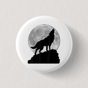 Badge Rond 2,50 Cm T Shirt Loup sous la lumière de la lune - Chien to